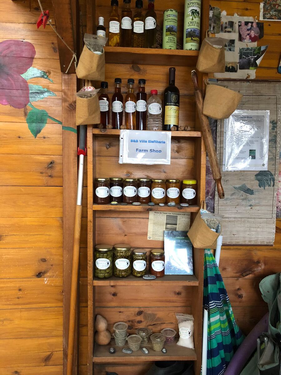 The Villa Eleftheria farm shop: homemade olive oil, honey, capers and herbs