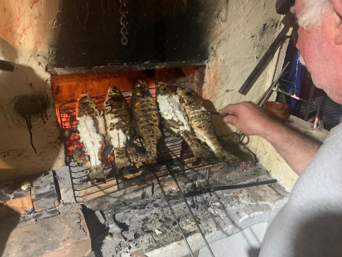 Fresh fish on the wood-fire grill
